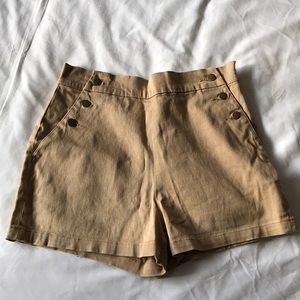 High waisted khaki shorts